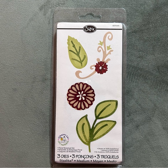 Sizzix 3-pk medium sizzlits Floral Botanical set - Picture 1 of 4